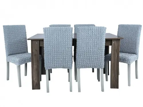 Комплект чохлів на стільці без оборки 6 штук (сірий) - Зображення 4