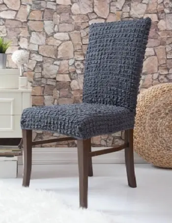 Комплект чохлів на стільці без оборки 6 штук (темно-сірий) - Зображення 4