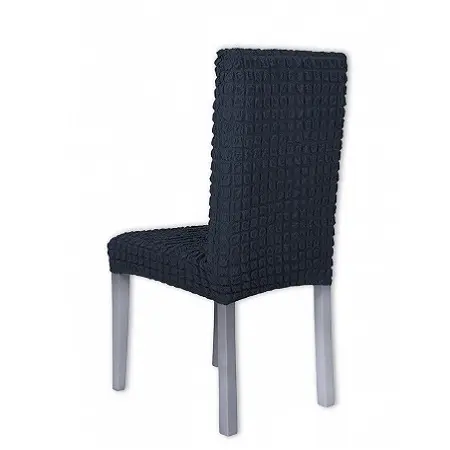 Комплект чохлів на стільці без оборки 6 штук (темно-сірий) - Зображення 3