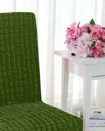Комплект чохлів на стільці без оборки 6 штук (зелений) - Зображення 3