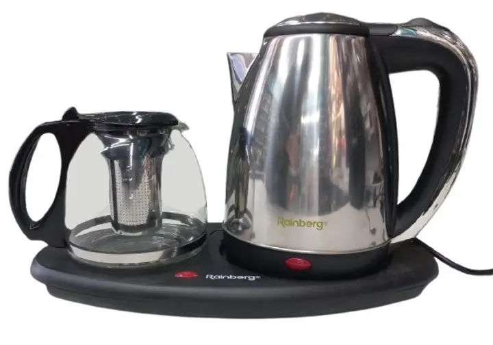 Комплект електрочайник із заварником на підставці із нержавіючої сталі Rainberg RB-2504 - Зображення 2