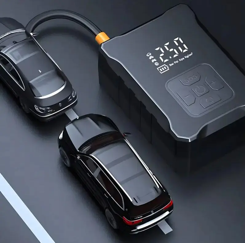 Автомобільний компресор автоматичний з дисплеєм 6000mAh 150 PSI 120W М-007 Чорний - Зображення 4