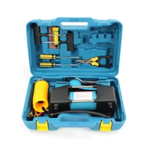 Компресор автомобільний двопоршневий у пластиковому кейсі + кручений шланг