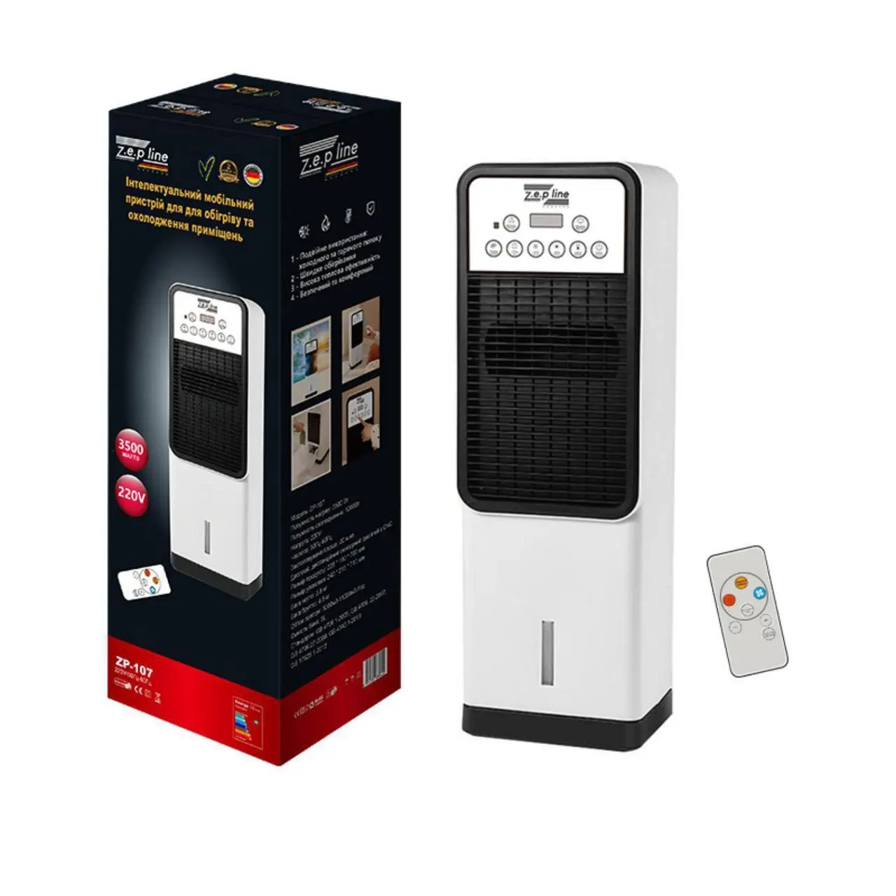 Кондиціонер для охолодження та обігріву приміщень 3500 Вт Zepline ZP-107
