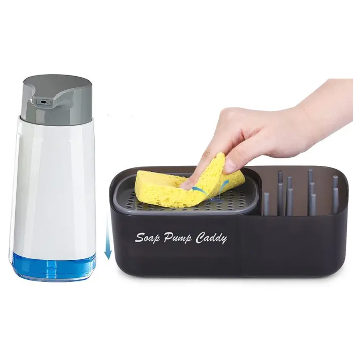 Контейнер-диспенсер для кухні. Дозатор для миючого засобу Soap Pump Caddy Чорний - Зображення 3