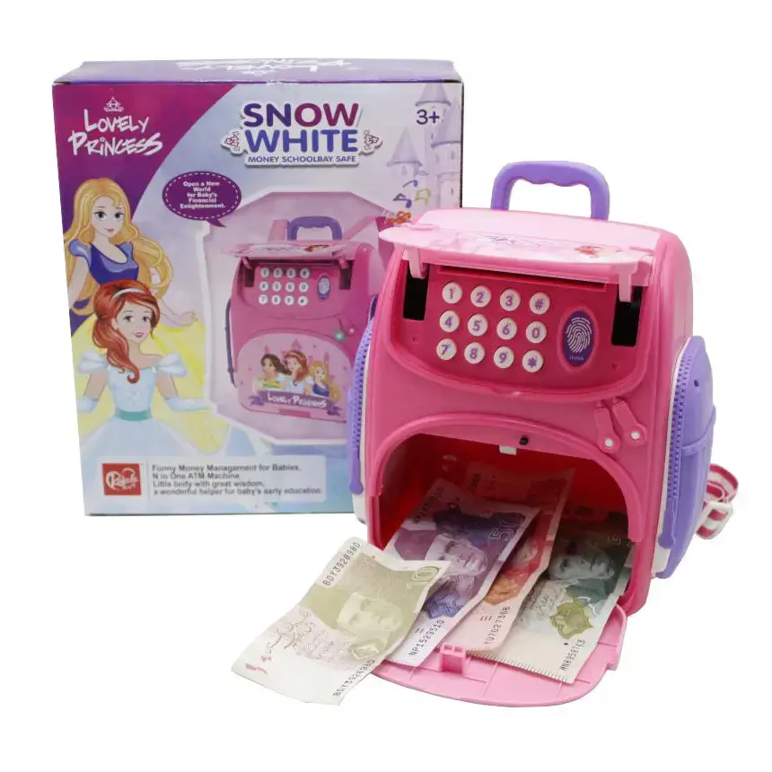 Скарбничка сейф EL-510-14 LOVELY PRINCESS з відбитком пальця та кодовим замком банкомат музичний Рожевий - Зображення 2