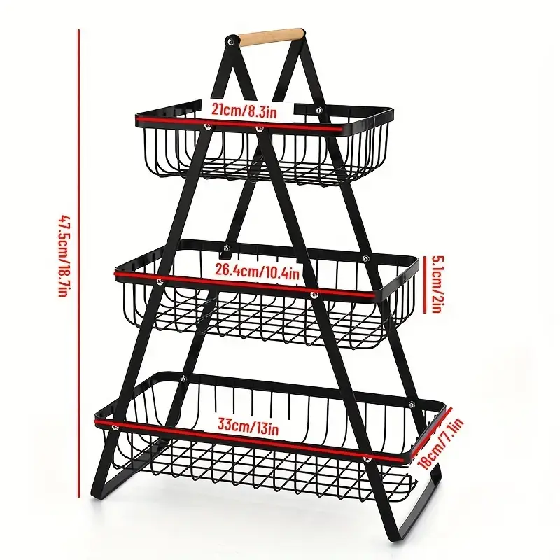 Кошик для фруктів 3 яруси,/ Фруктівниця металева - Зображення 4