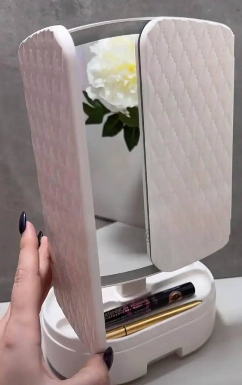 Косметичне потрійне дзеркало з підсвічуванням від USB, Дзеркало для макіяжу сенсорне з підставкою TPSP - Зображення 5