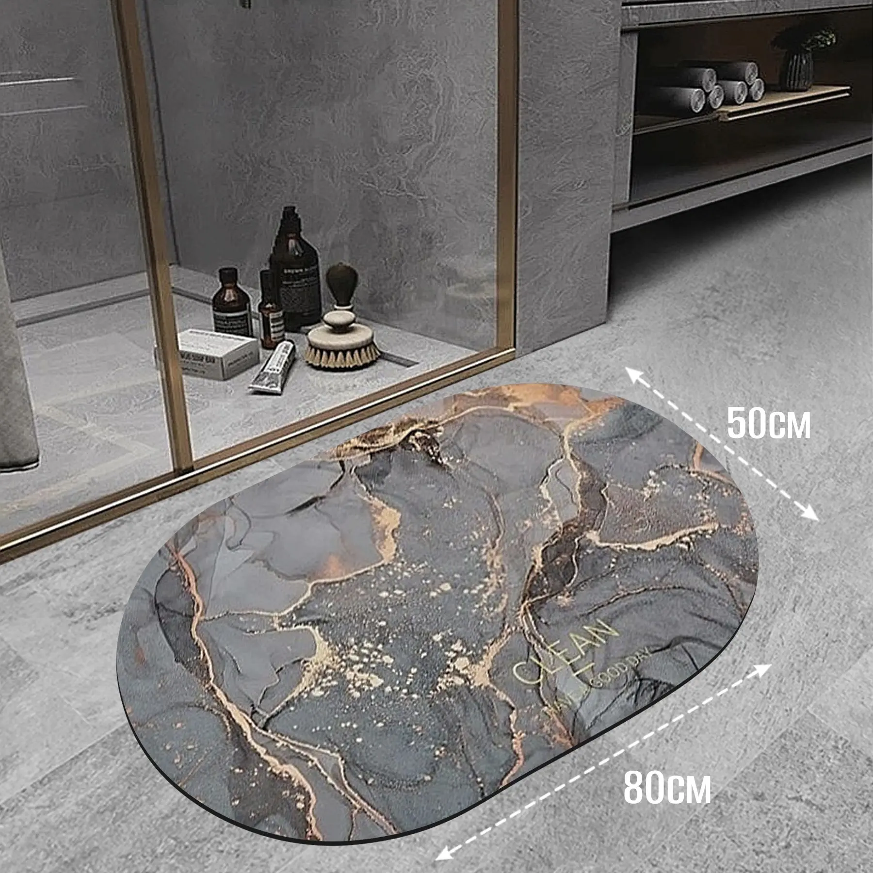 Килимок вологопоглинаючий для ванної кімнати 3D Мармур 50х80 см ZXC - Зображення 2