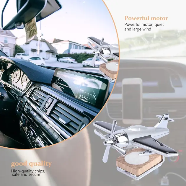 Креативний автомобільний освіжувач, ароматизатор повітря у вигляді літака з пропелером, що обертається, від сонячної панелі - Зображення 7