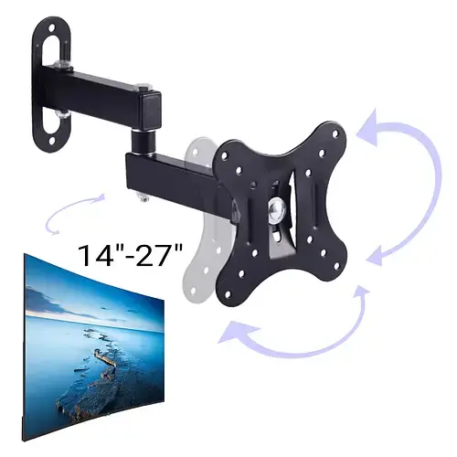 Кріплення кронштейн для телевізорів/моніторів поворотний V-Star 101W 14-27'' Чорний - Зображення 3