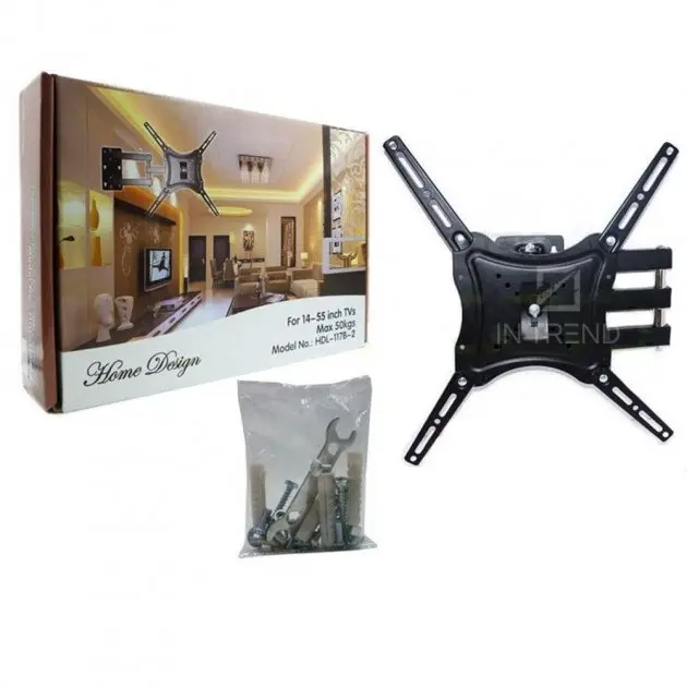 Кронштейн для телевізора HDL-117B-2 Чорний настінний кріплення діагоналлю 14" - 55" тримач для плазми до 50 кг - Зображення 6