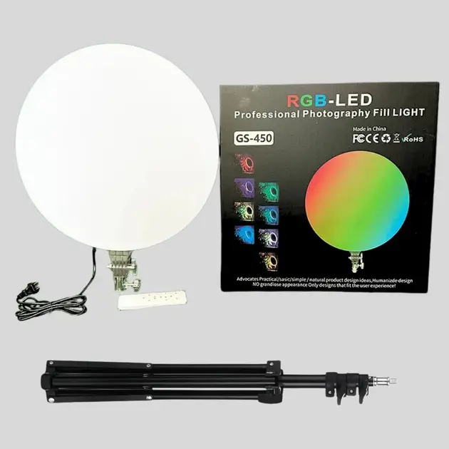Кругла світлодіодна лампа 45см RGB-LED Fill Light GS-450 кольорова з пультом для фото та відео - Зображення 2