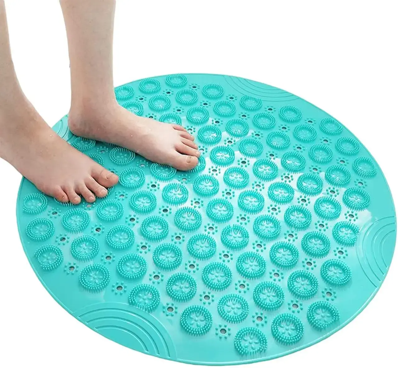 Кругла силіконова щітка - мочалка на присосках на стіну у ванну/душ Massage foot rad масажний протиковзкий килимок для ніг - Зображення 7