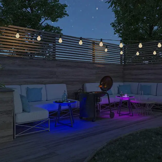 Круглий скляний музичний журнальний столик з підсвічуванням, підзарядка, Bluetooth - Зображення 3