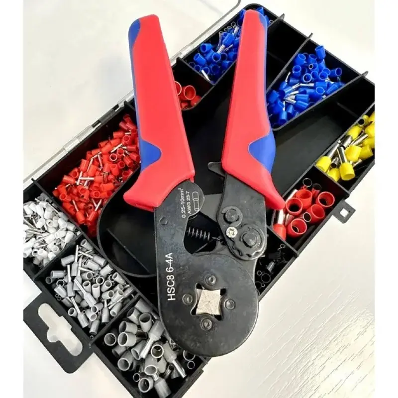 Кримпер 4 кулачки (HSC8-4A) / кліщі обтискні + набір наконечників - 1200 шт - Зображення 3