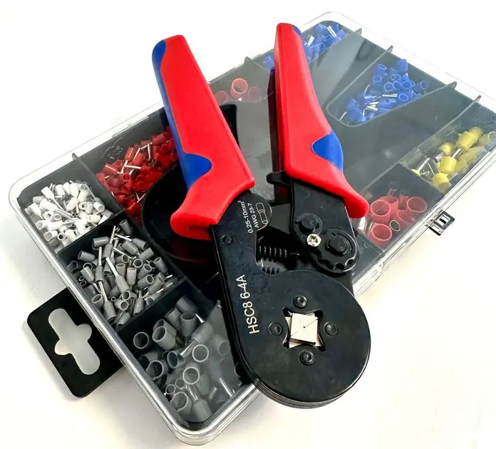 Кримпер 4 кулачки (HSC8-4A) / кліщі обтискні + набір наконечників - 1200 шт - Зображення 2