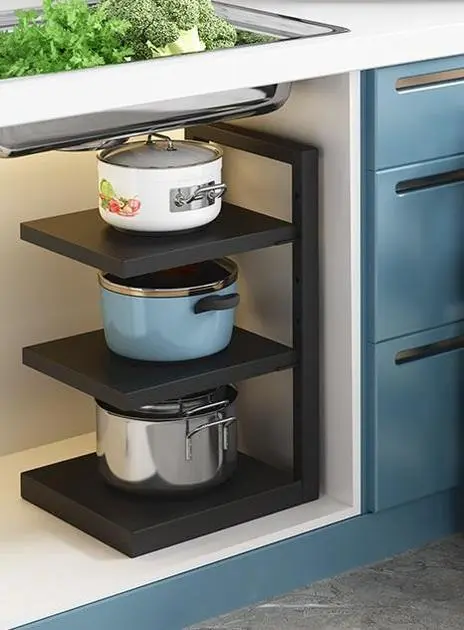 Кухонна полиця для зберігання каструль на 3 рівні для зберігання каструль регульована - Зображення 2