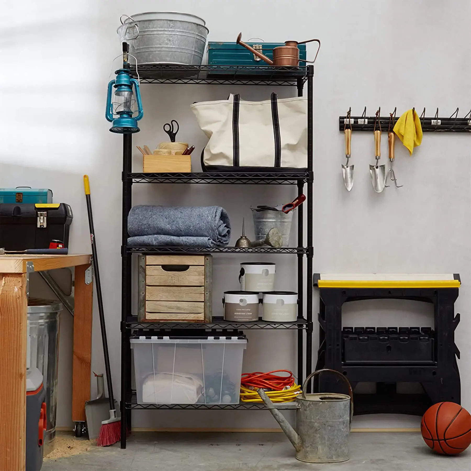 Кухонна полиця з 5 полицями, чорна AA12, алюмінієвий корпус, 5 дюймів, 80*40*160 дюймів - Зображення 3