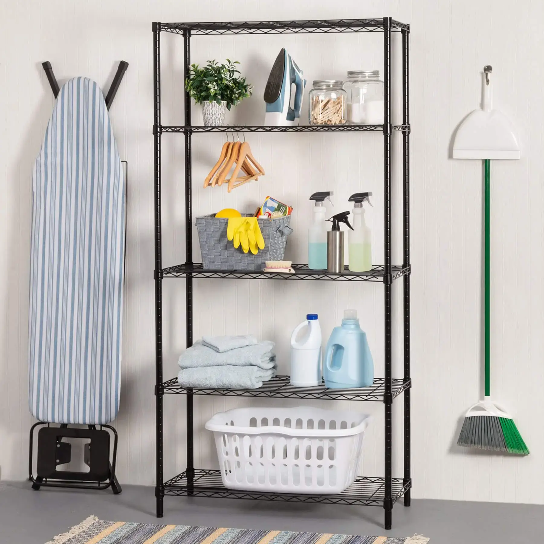 Кухонна полиця з 5 полицями, чорна AA12, алюмінієвий корпус, 5 дюймів, 80*40*160 дюймів - Зображення 4