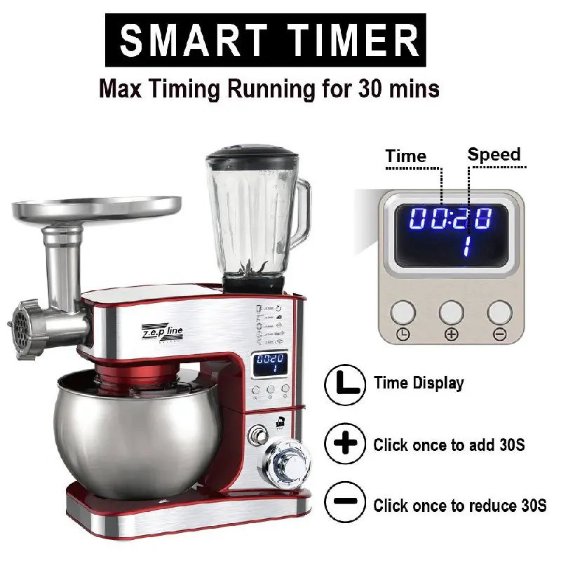 Чорний Кухонний комбайн Zepline 4200 Вт 7в1 на 6 літрів ZP-135 з дисплеєм - Зображення 8