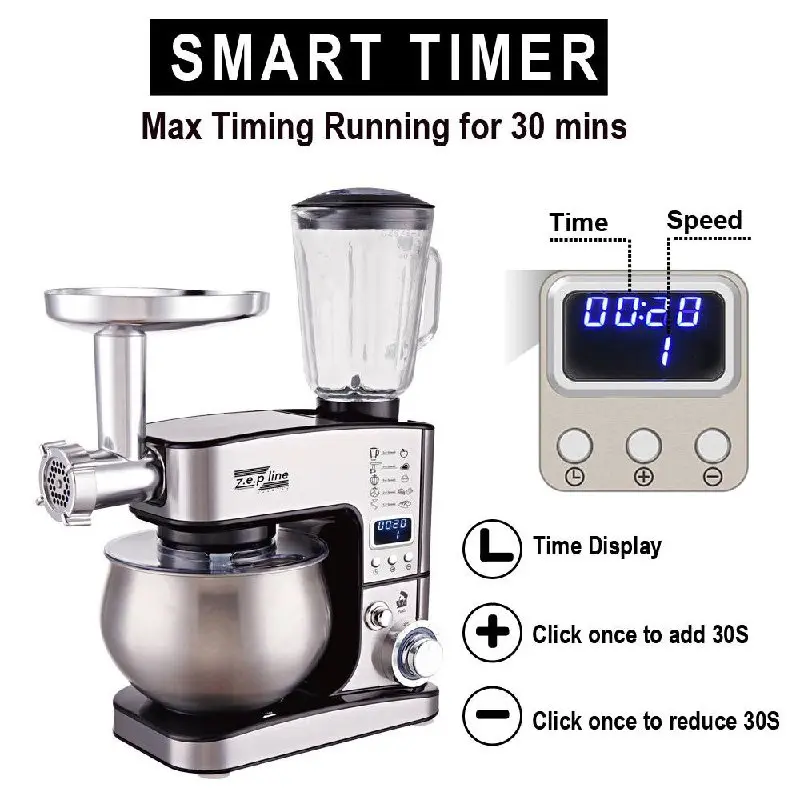 Чорний Кухонний комбайн Zepline 4200 Вт 7в1 на 6 літрів ZP-135 з дисплеєм - Зображення 6