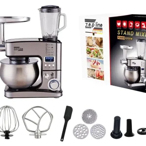 Чорний Кухонний комбайн Zepline 4200 Вт 7в1 на 6 літрів ZP-135 з дисплеєм