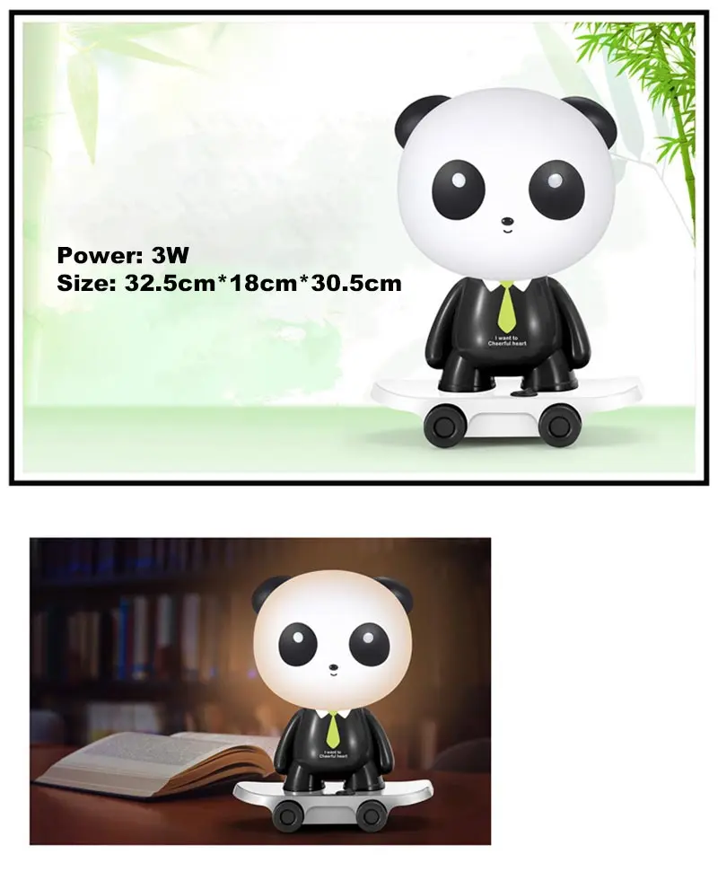 Лампа настільна LED 220В "Панда на скейті" 30х22х17 см - Зображення 5