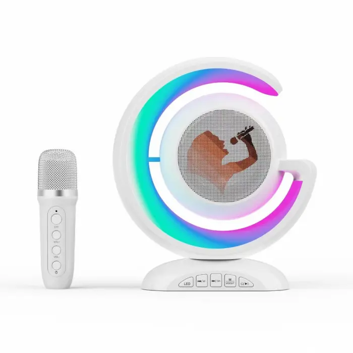 Лампа-нічник з бездротовою bluetooth колонкою RGB підсвічуванням та двома мікрофонами в комплекті для караоке YS-110 - Зображення 3