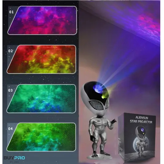 Багатобарвна лампа-проектор зоряного неба STAR PROJECTOR NIGHT LIGHT ALIENSUN - Зображення 3