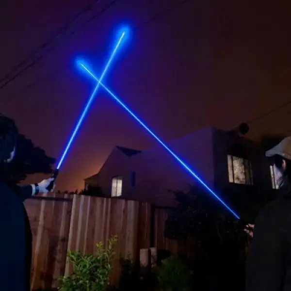 Лазерна указка (лазерний вказівник) 10000МВт синя з насадками Laser Blue YXB 008 - Зображення 6