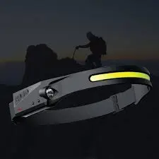 Легкий налобний ліхтар LED+COB з датчиком руху та червоним світлом (чорний) - Зображення 7