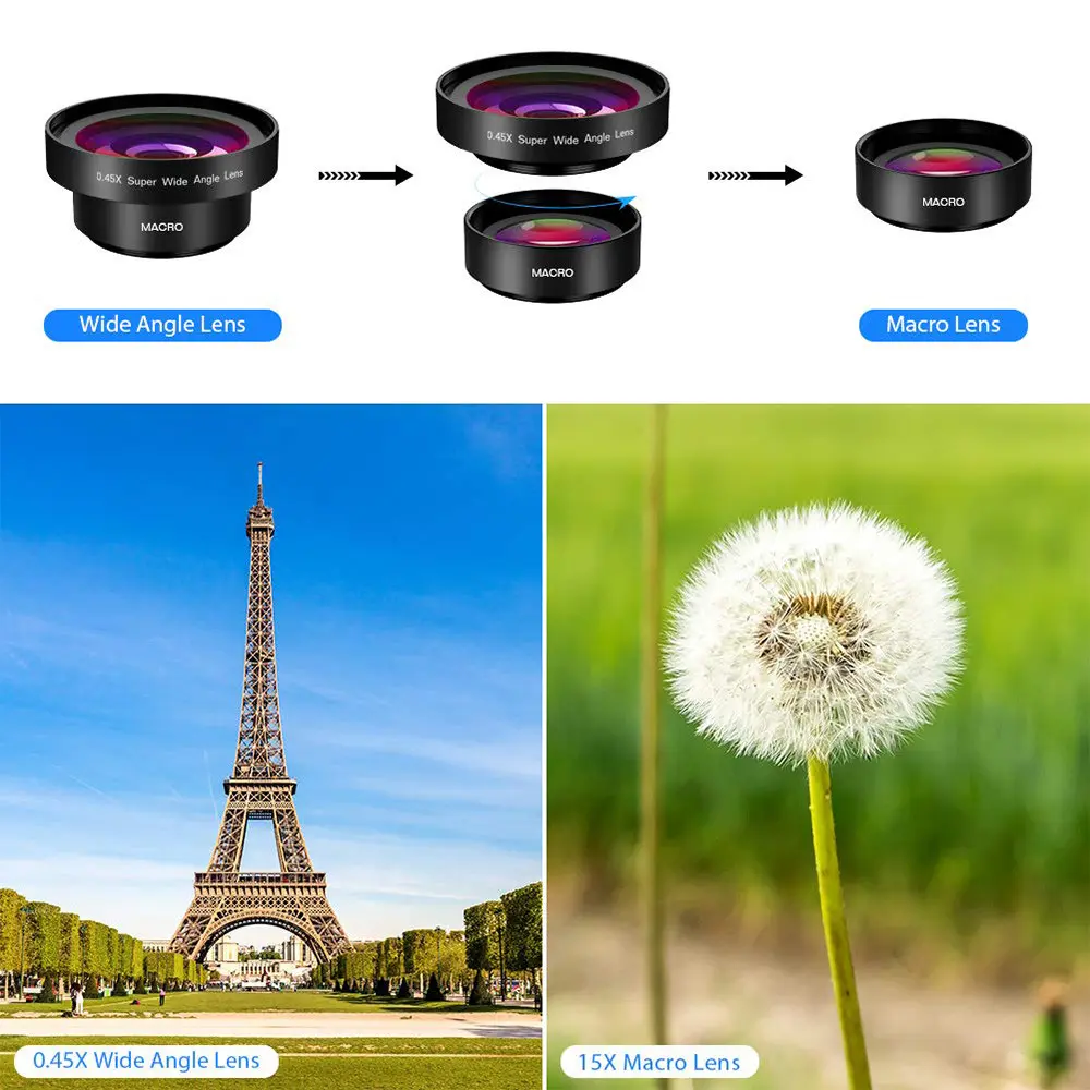Макролінза для телефону, об'єктив для телефону, лінза 2 об'єктиву 0.45 lens AND HA-55 - Зображення 3