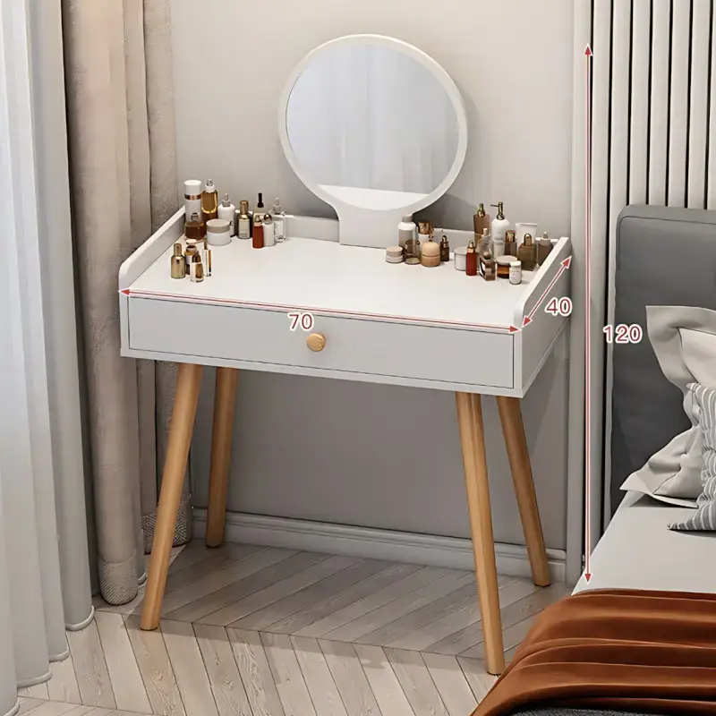 Макіяжний стіл з шухлядою для косметики, туалетний столик з дзеркалом 3008 - Зображення 2