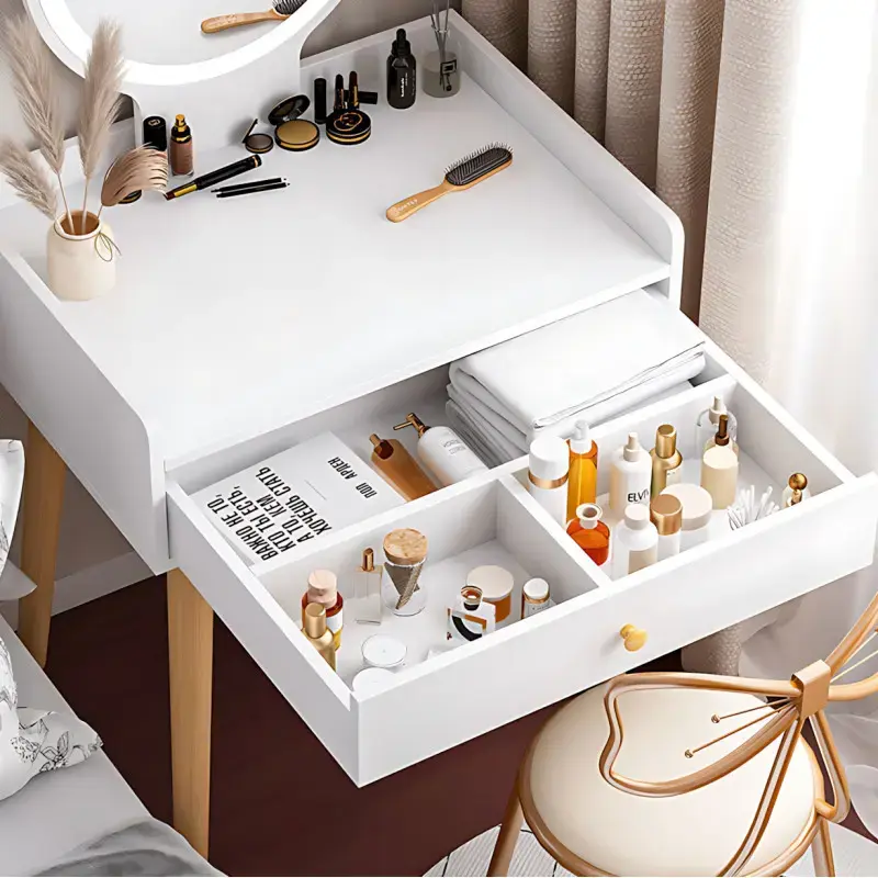 Макіяжний стіл з шухлядою для косметики, туалетний столик з дзеркалом 3008 - Зображення 5