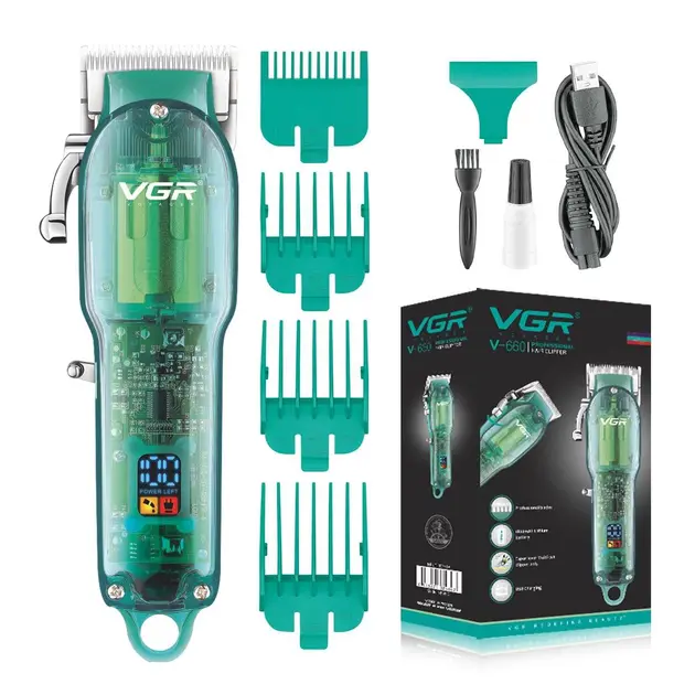 Професійна машинка для стрижки VGR Professional Clipper Transparent Green V-660 - Зображення 6