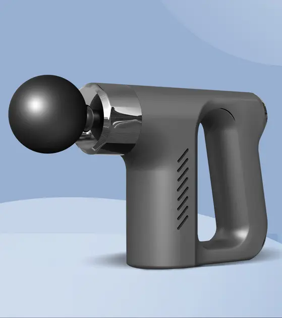 Масажер пістолет Fascial Gun KH-740 Чорний з насадками м'язовий портативний ручний для спини та тіла - Зображення 2