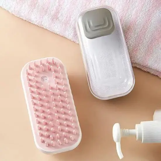 Масажна силіконова щітка для тварин з відсіком для шампуню/ Щітка-масажер для собак та кішок AND XL-907 - Зображення 5