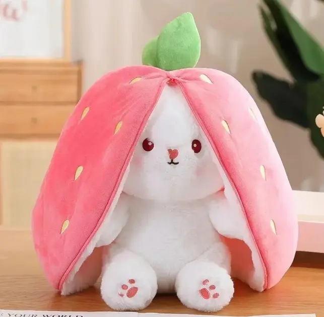 М'яка іграшка кролик-трансформер зайчик у полуниці - Зображення 2