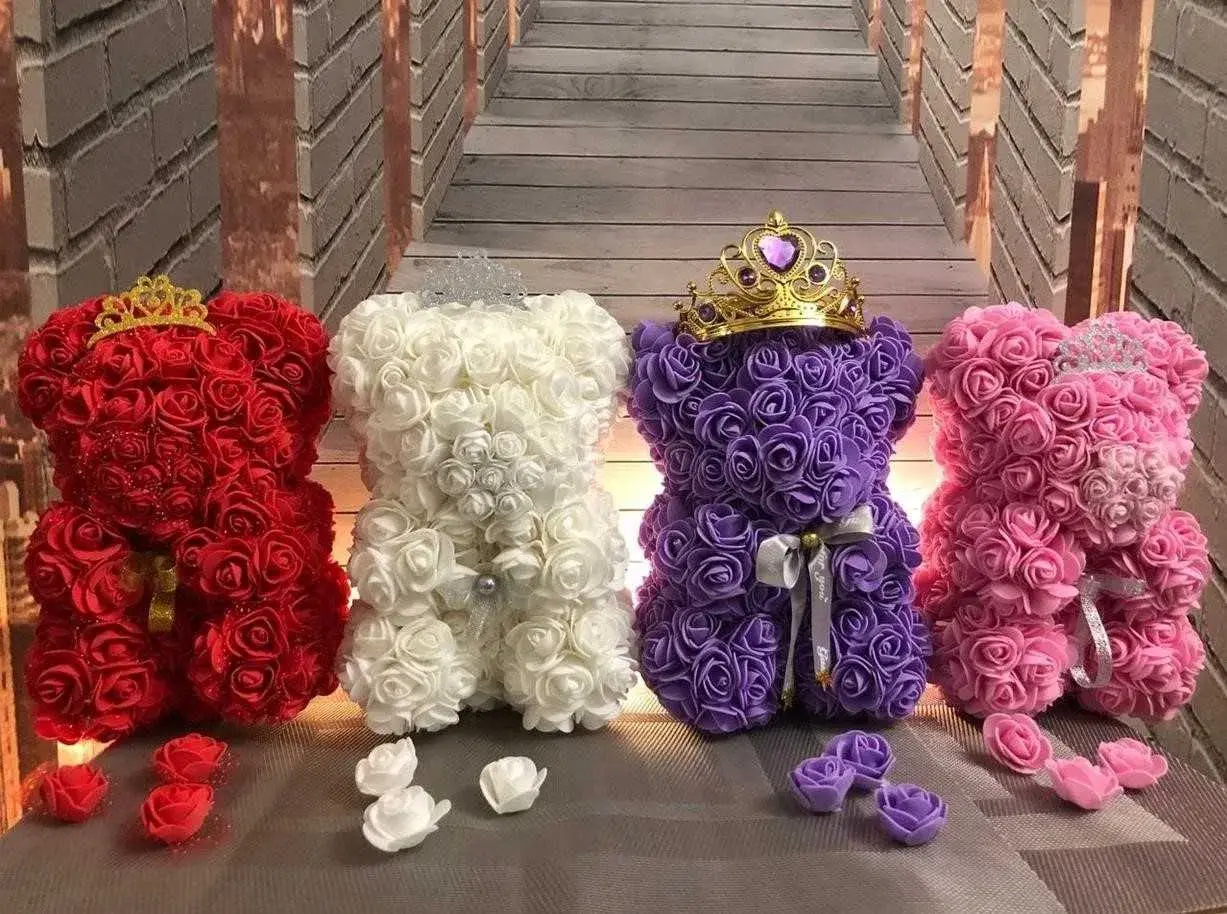 Ведмедик з троянд у подарунковій коробці 25 см ЧЕРВОНИЙ - Зображення 7