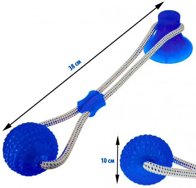Багатофункціональна іграшка для собак канат на присоску з м'ячем - Зображення 4
