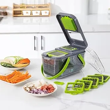 Багатофункціональна овочерізка 22 в 1 із друшляком, кошиком і контейнером, швидкісним подрібнювачем для їжі - Зображення 3
