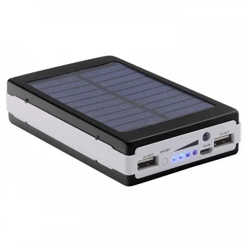 Портативна зарядка Power Bank Metal Led Solar 20000 mah Сонячна панель + Ліхтар - Зображення 4