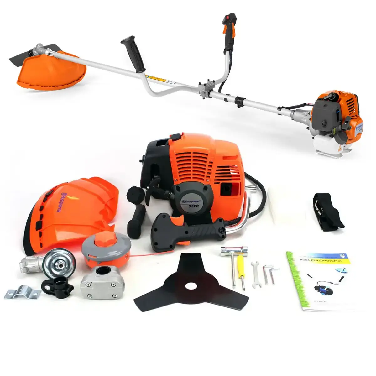 Мотокоса Хускварна 552R 5.3 кВт 2х тактна Бензокоса Husqvarna Бензинова мотокоса триммер для трави - Зображення 3