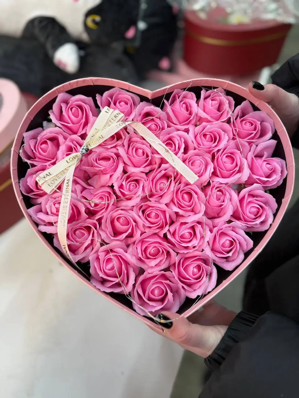 Подарунковий набір мильне Серце з трояндами з мила LED/подарунковий бокс з мильними трояндами - Зображення 2