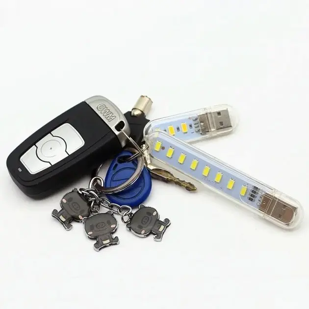 Міні ліхтарик на 8 світлодіодів, USB лампа, LED світильник (холодне біле світло) - Зображення 3