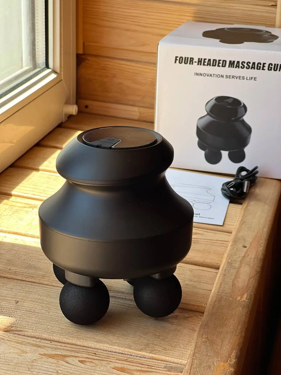 Мінімасажер для глибоких тканин / Електричний ручний масажер з 4 головками для м'язів спини, шиї, голови - Зображення 3