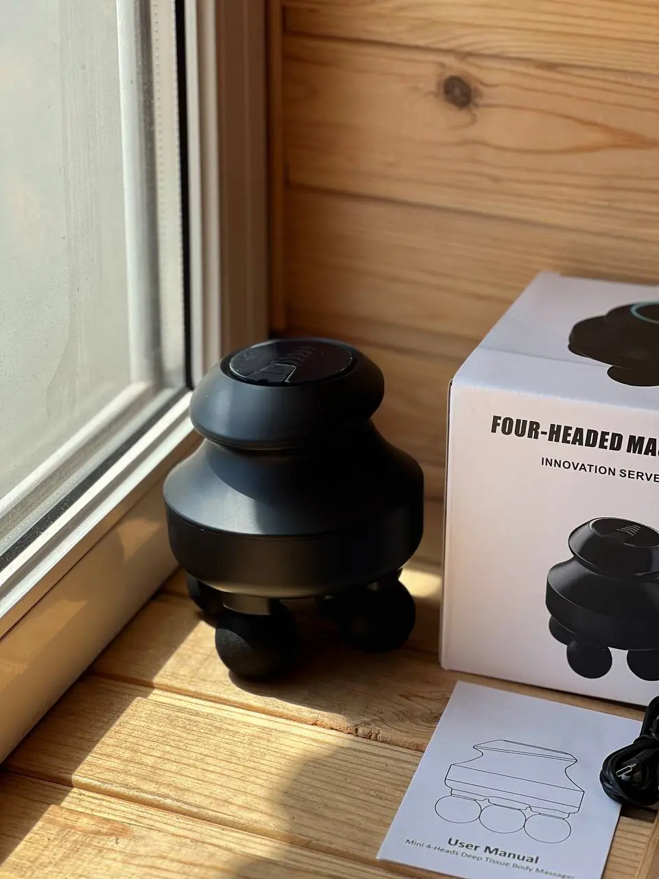 Мінімасажер для глибоких тканин / Електричний ручний масажер з 4 головками для м'язів спини, шиї, голови - Зображення 4