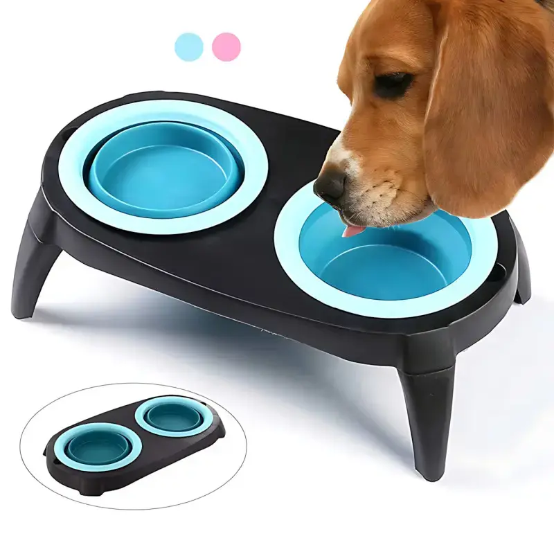 Миска Pet Bowl Set подвійна на складній підставці для собак та котів - Зображення 4