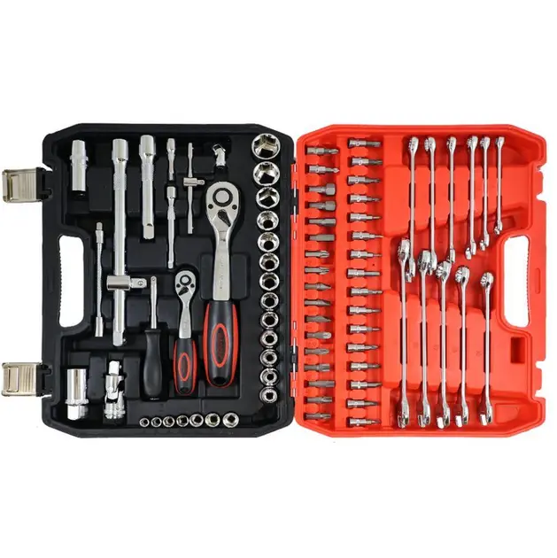 Набір 78 інструментів із хром-ванадієвої сталі в пластиковому кейсі CR-V 78 PCS - Зображення 3